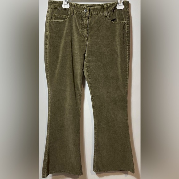Theory Womens Khaki Green Flared  Corduroy Size 6 - Picture 1 of 5